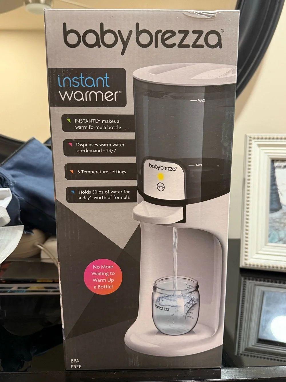 Baby Brezza Instant Warmer Bottle Water Dispenser in White and Dark Gray